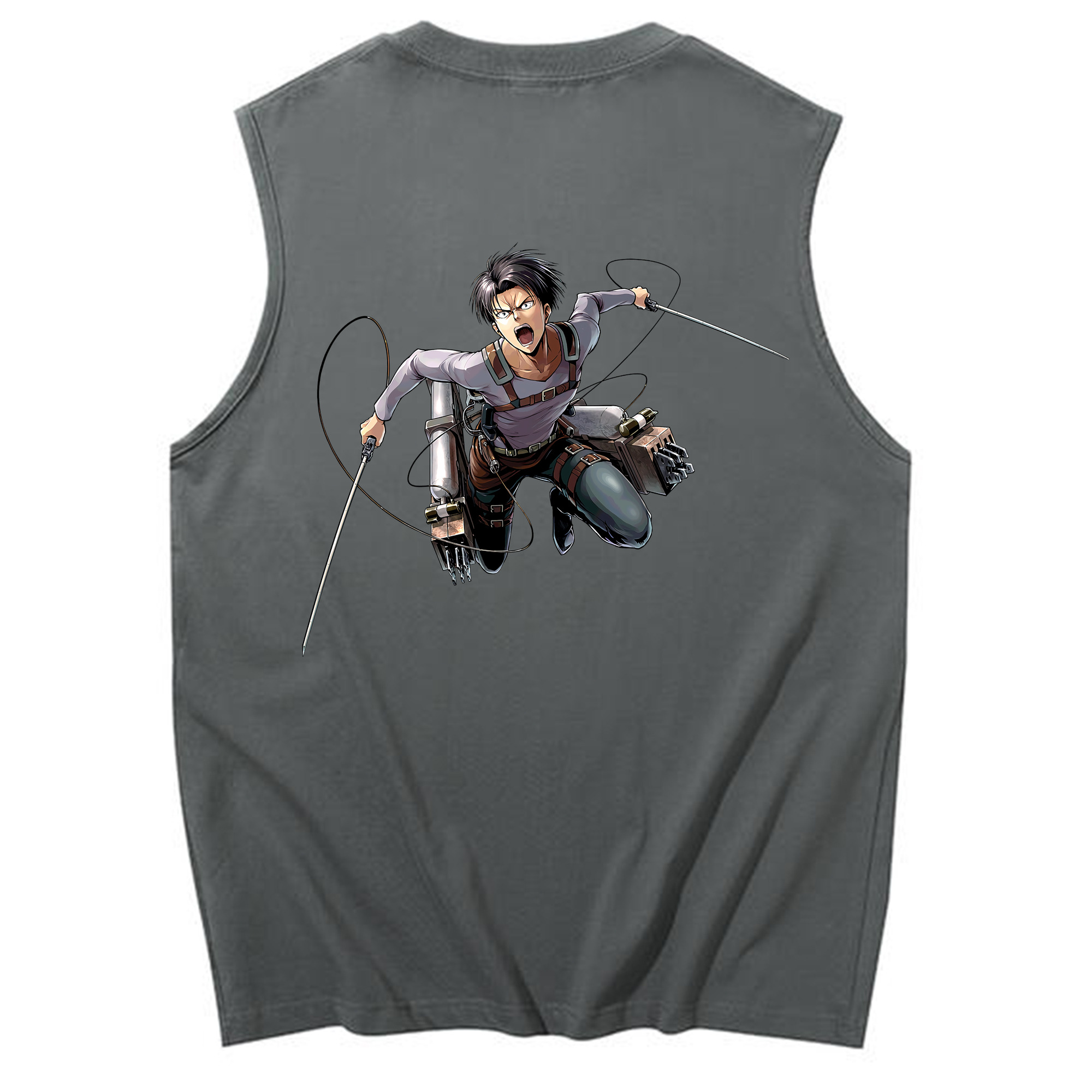 （画像用） 進撃の巨人 リヴァイ·アッカーマン Attack on Titan Levi Ackerman コットン100％タンクトップ（背面プリント）